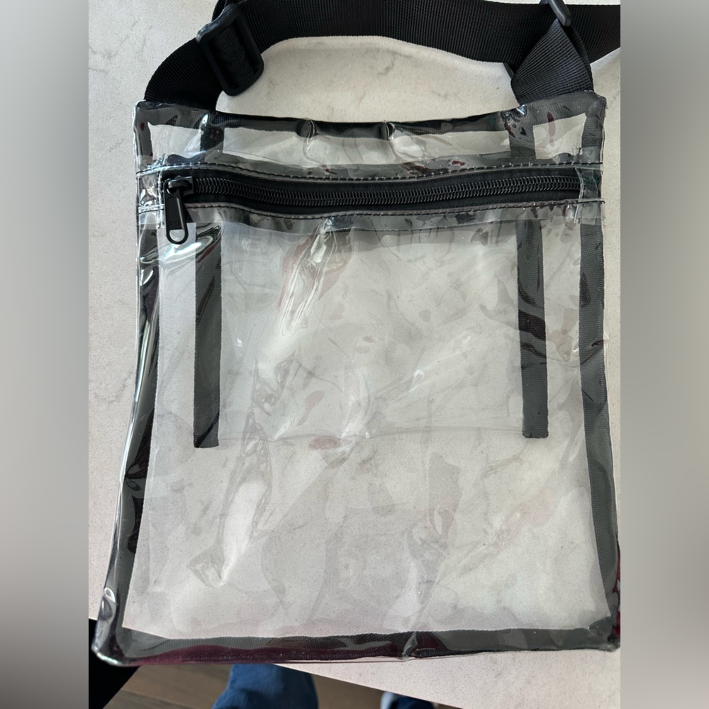 Clear stadium Transparent Black Trim Crossbody Bag - Picture 3 of 3